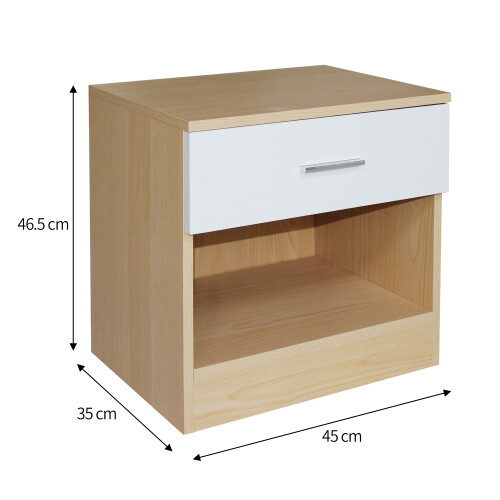 Comfy Living Oak/White High Gloss Bedside Table 1