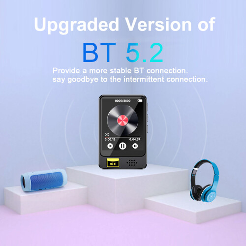 Mini MP3 MP4 Player with Bluetooth, Built-in Speaker, 128GB Max 1