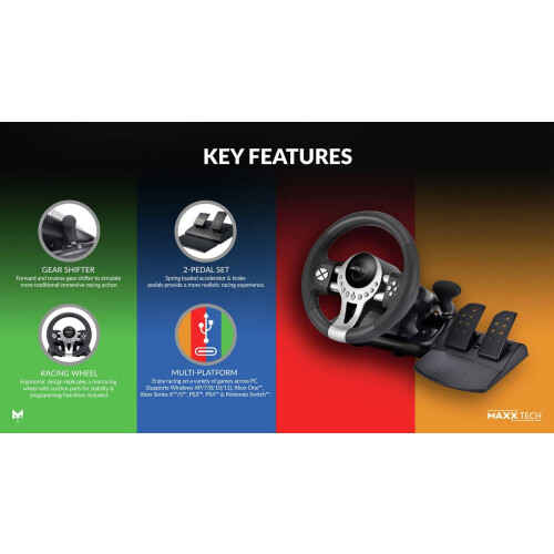 Maxx Tech Pro Racing Wheel Kit For PC, Xbox, PS4 & Switch 1