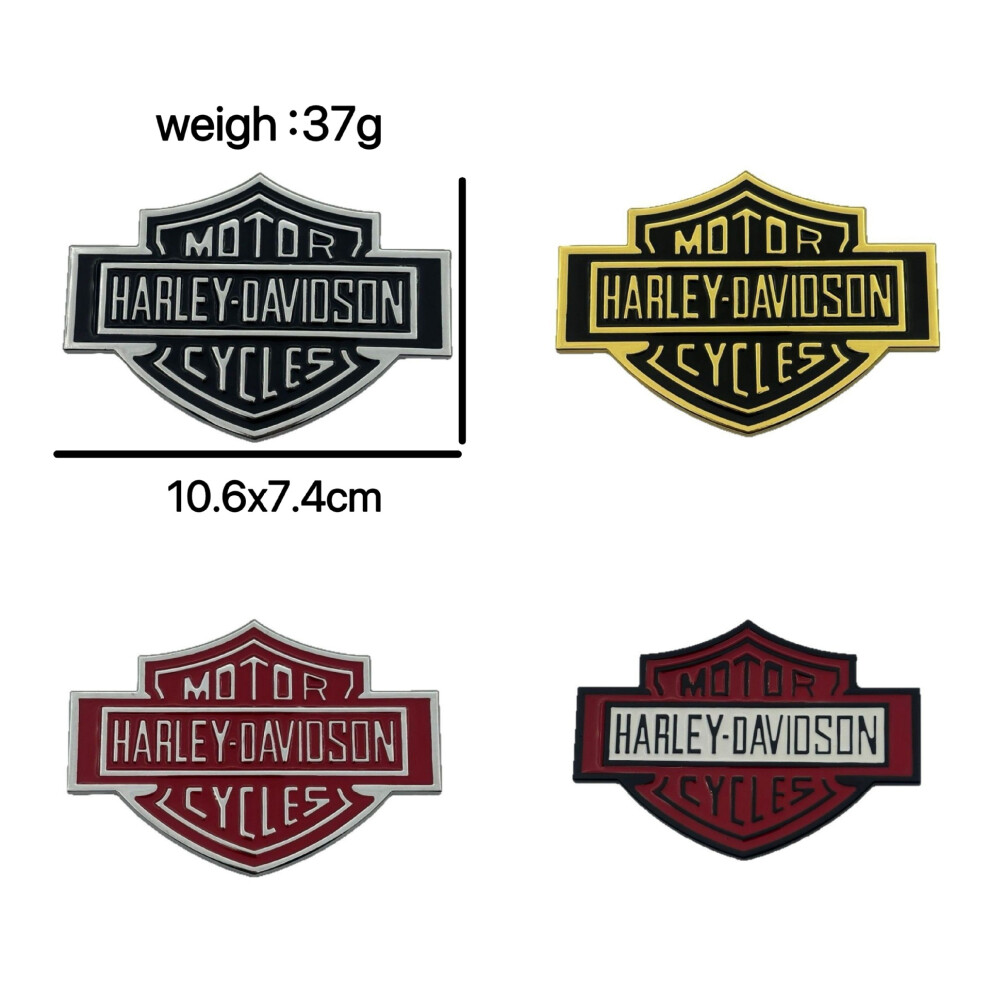 (Large Harley And Black) Car Harley Modified Motorcycle Decorative Body Metal Personality Sticker Car Logo Skull Three-Dimensional Logo Silver/Black 4037248610155
