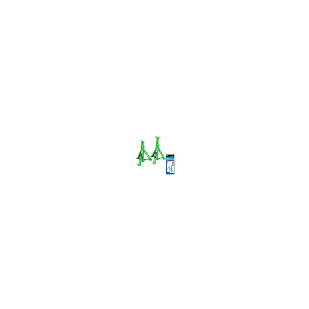 Spot Tools 2T (2000Kg) Pair Foldable Axle Stands Blue/Green 5028734079913