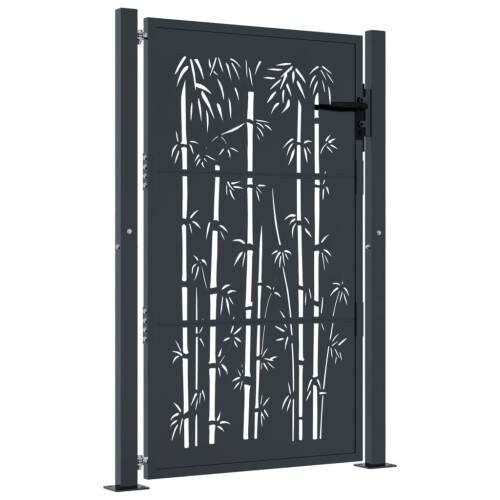 VidaXL vidaXL Gartentor Anthrazit 100x125 cm Stahl Bambus-Design 1