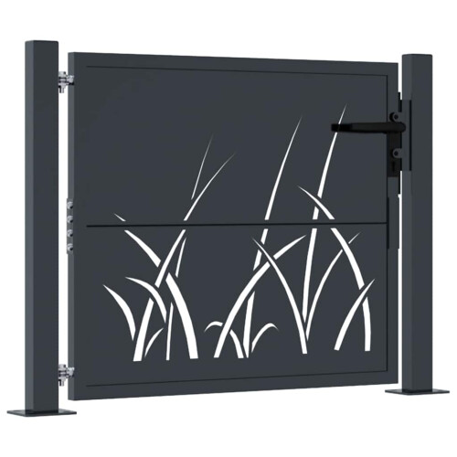 VidaXL vidaXL Gartentor Anthrazit 100x100 cm Stahl Gras-Design 1