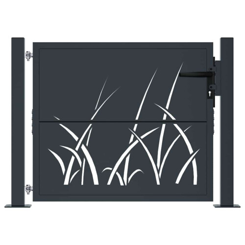 VidaXL vidaXL Gartentor Anthrazit 100x100 cm Stahl Gras-Design 2