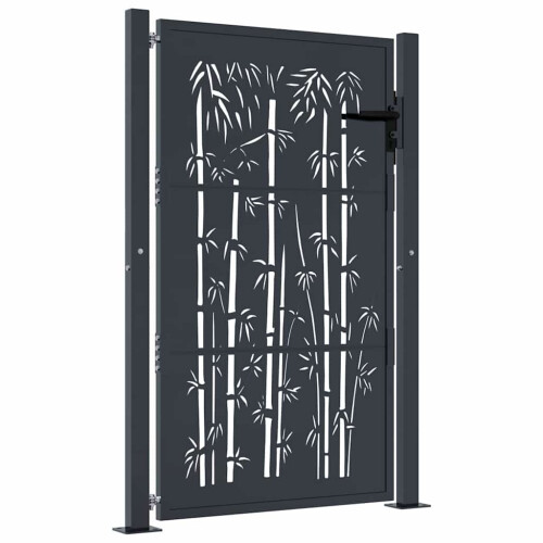VidaXL vidaXL Gartentor Anthrazit 100x150 cm Stahl Bambus-Design 1
