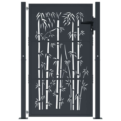 VidaXL vidaXL Gartentor Anthrazit 100x150 cm Stahl Bambus-Design 2