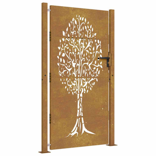 VidaXL vidaXL Gartentor 100x175 cm Cortenstahl Baumdesign 1