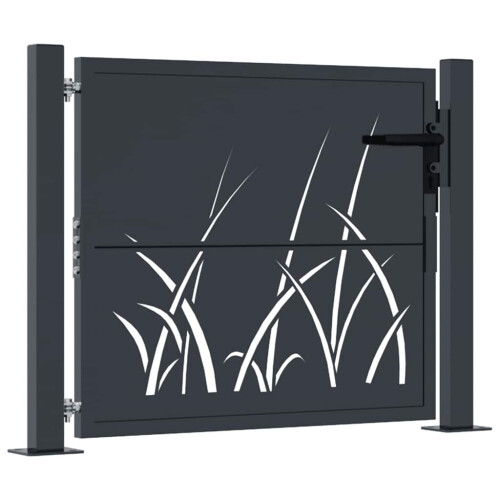 VidaXL vidaXL Gartentor Anthrazit 100x75 cm Stahl Gras-Design 1