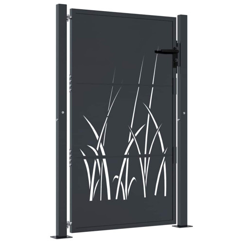 VidaXL vidaXL Gartentor Anthrazit 100x150 cm Stahl Gras-Design 1