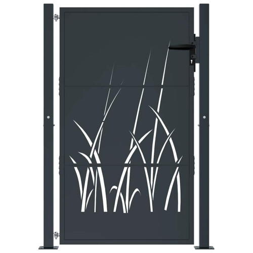 VidaXL vidaXL Gartentor Anthrazit 100x150 cm Stahl Gras-Design 2