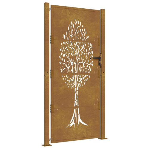 VidaXL vidaXL Gartentor 100x175 cm Cortenstahl Baumdesign 1