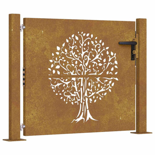 VidaXL vidaXL Gartentor 100x100 cm Cortenstahl Baumdesign 1