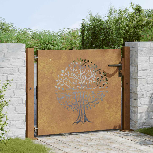 VidaXL vidaXL Gartentor 100x100 cm Cortenstahl Baumdesign 2