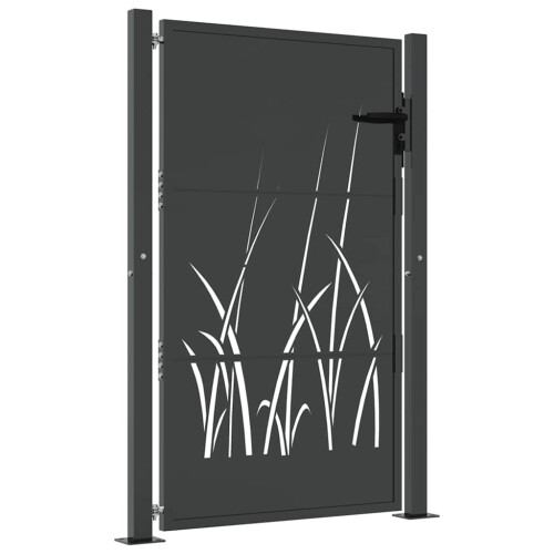 VidaXL vidaXL Gartentor Anthrazit 100x125 cm Stahl Gras-Design 1