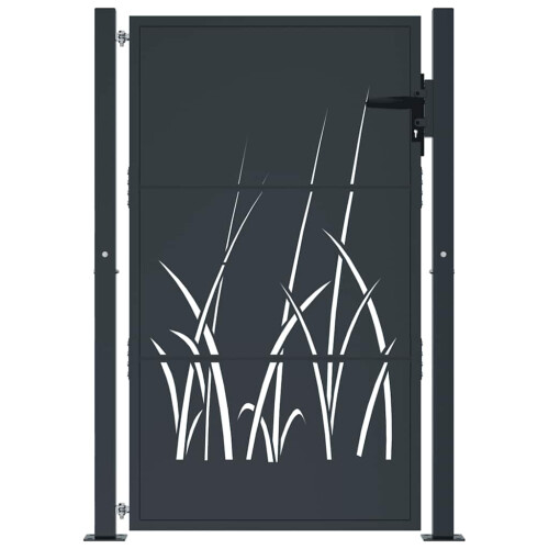 VidaXL vidaXL Gartentor Anthrazit 100x125 cm Stahl Gras-Design 2