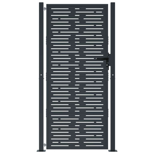 VidaXL vidaXL Gartentor Anthrazit 100x200 cm Stahl Quadratisches Design 2