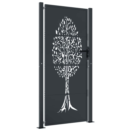 VidaXL vidaXL Gartentor Anthrazit 100x175 cm Stahl Baum-Design 1