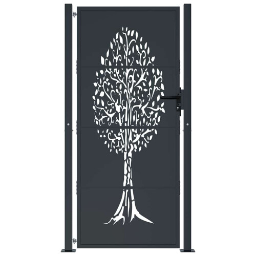 VidaXL vidaXL Gartentor Anthrazit 100x175 cm Stahl Baum-Design 2