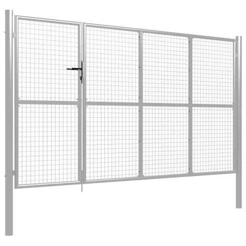 VidaXL vidaXL Gartentor Stahl 350 x 150 cm Silbern 1