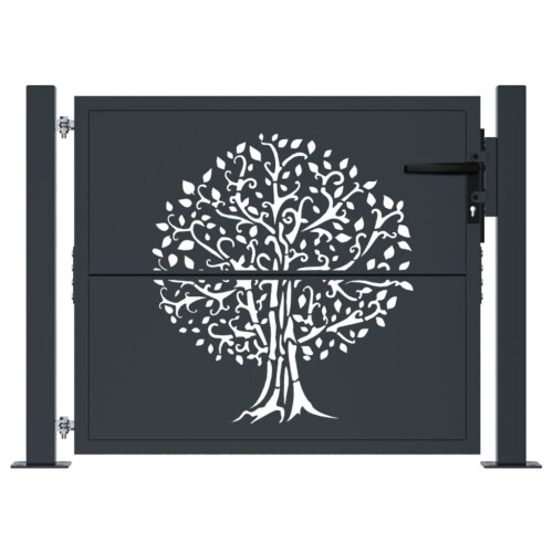 VidaXL vidaXL Gartentor Anthrazit 100x75 cm Stahl Baum-Design 2