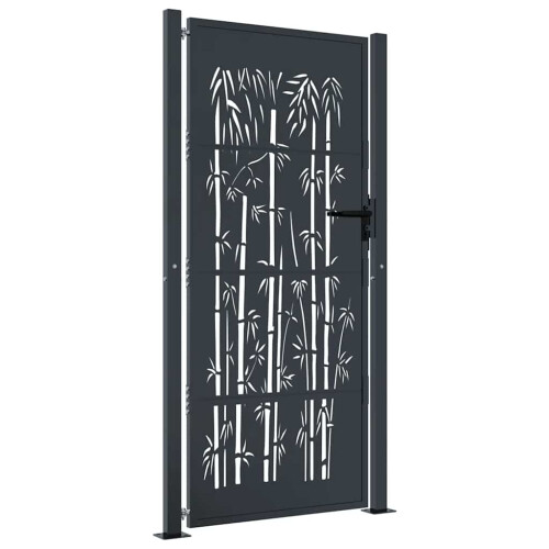 VidaXL vidaXL Gartentor Anthrazit 100x175 cm Stahl Bambus-Design 1