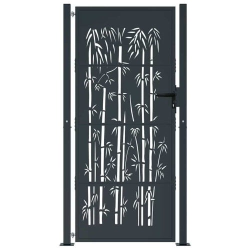 VidaXL vidaXL Gartentor Anthrazit 100x175 cm Stahl Bambus-Design 2