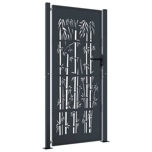 VidaXL vidaXL Gartentor Anthrazit 100x200 cm Stahl Bambus-Design 1