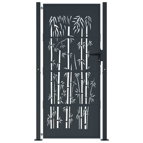 VidaXL vidaXL Gartentor Anthrazit 100x200 cm Stahl Bambus-Design 2