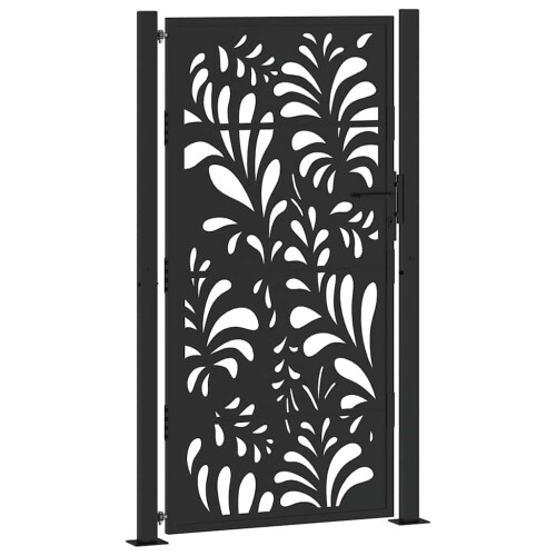 VidaXL vidaXL Gartentor Schwarz 100x175 cm Stahl Wellendesign 1