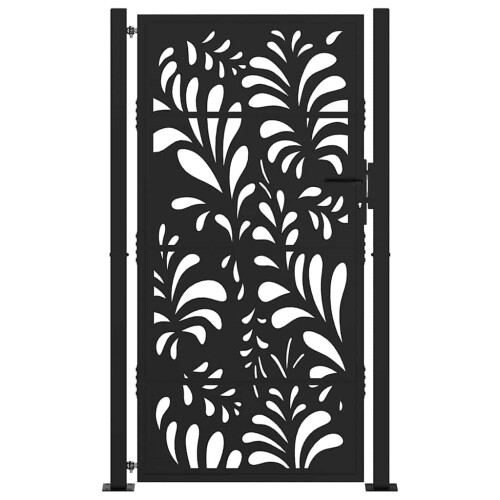 VidaXL vidaXL Gartentor Schwarz 100x175 cm Stahl Wellendesign 2