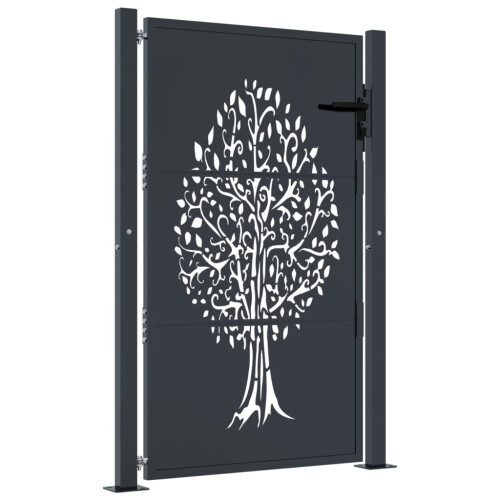 VidaXL vidaXL Gartentor Anthrazit 100x125 cm Stahl Baum-Design 1