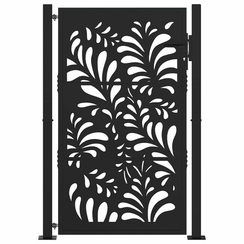 VidaXL vidaXL Gartentor Schwarz 100x150 cm Stahl Wellendesign 2