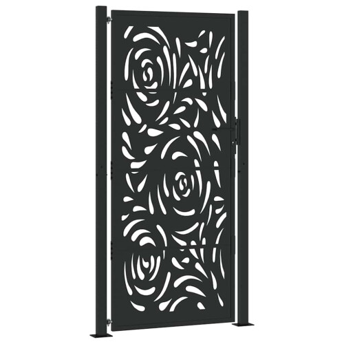 VidaXL vidaXL Gartentor Schwarz 100x200 cm Stahl Flammendesign 1