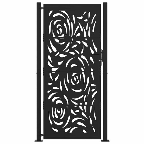 VidaXL vidaXL Gartentor Schwarz 100x200 cm Stahl Flammendesign 2