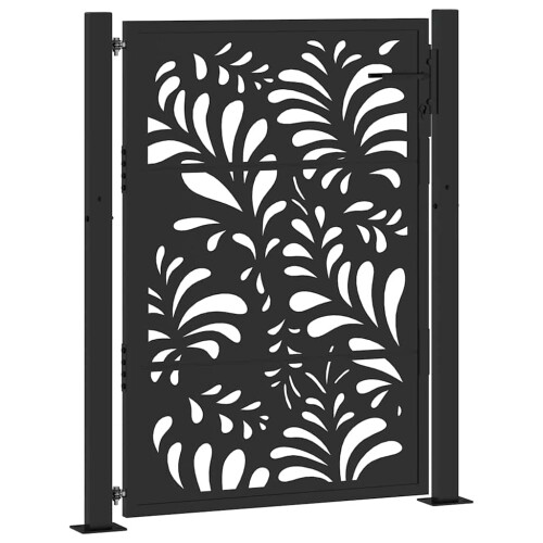 VidaXL vidaXL Gartentor Schwarz 100x125 cm Stahl Wellendesign 1