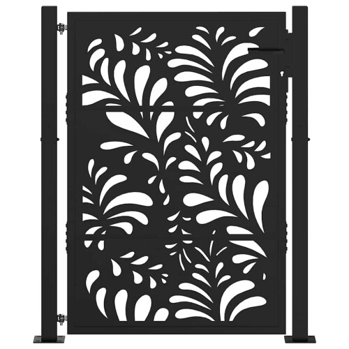 VidaXL vidaXL Gartentor Schwarz 100x125 cm Stahl Wellendesign 2