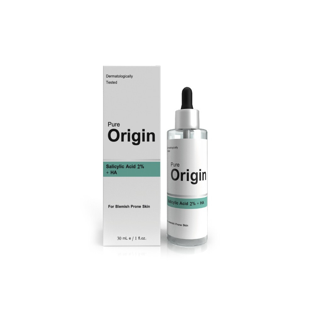 Pure Origin Salicylic Acid 2% + HA Serum 30ml  Anti-Acne & Pore Minimizing Facial Serum for Oily, Blemish-Prone Skin
