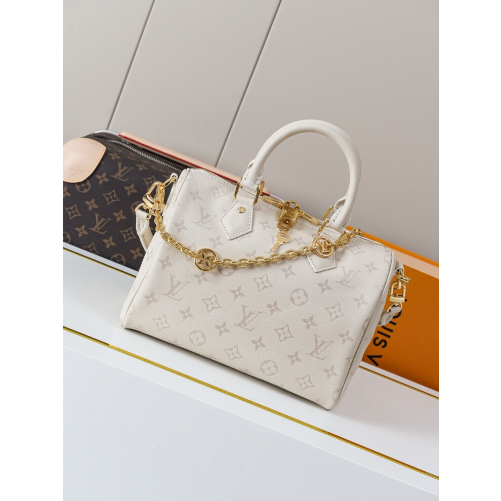 Xhrain Louis Vuitton Speedy Bandoulière 25 Lv Bliss Calfskin Bag M26690 White