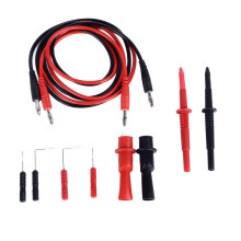 Kit de testere pentru multimetru cu cârlige mini cu piston, mufe banană învelite, cu rezistență redusă și sonde de perforare interschimbabile