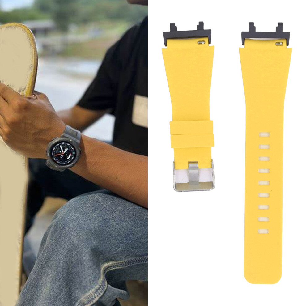 Metal Silicone Smart Watch Band For Amazfit Active Edge A2212 22.5Cm Yellow 6921385869034