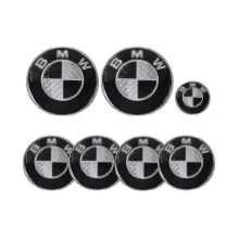 Car Emblem 7 Parts for Bm-w 82mm Emblem Bonnet And Trunk And Emblem 68mm Hubcaps And 45mm Steering Wheel Emblem