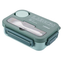 Lancheira Portátil com Divisão de Grade para Estudantes, Escritório, Caixa Bento com Garfo e Colher, Recipiente para Armazenamento de Alimentos em