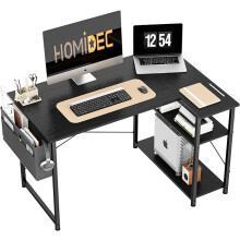 L Shaped Desk 100CM Computer Desk Study Office Table Writing Table With Bookshelf Reversible Corner Workstation
