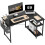 L Shaped Desk 100CM Computer Desk Study Office Table Writing Table With Bookshelf Reversible Corner Workstation 1