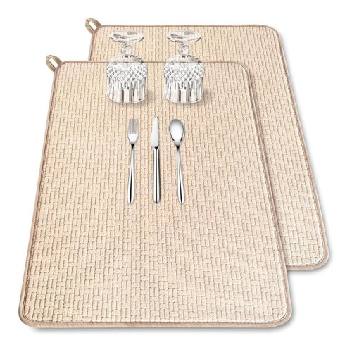 2 Pack XXL Large Microfiber Dish Drying Mat,24x17.7 Inch Absorbent Dish Drainer Kitchen Counter,Dish Drying Pad