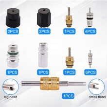 19PCS Air Conditioning Valve Core Car AC R12 R134a Refrigeration Valve Stem Cores Service Charging Port Seal Caps Kit