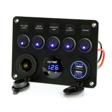 Boat Panel Car Panel Waterproof Digital Voltmeter Dual USB Port Outlet Combination Marine LED Rocker