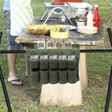 Outdoor Camping Spice Storage Bag with 9 Jars - Condiment Container Set for Picnic & Barbecue