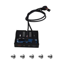 USB Front Panel PC 19Pin 2 Port USB3.0 Hub 3.5mm Earphone Microphones BC1.2 Fast Charging for 3.5inch Floppy Disk Bay