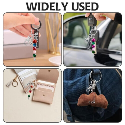 Beadable Keychains Making Kit , Beadable Keychains Bar Blank Silver Beaded Key Chain Making Kit for DIY Keychain Making 2